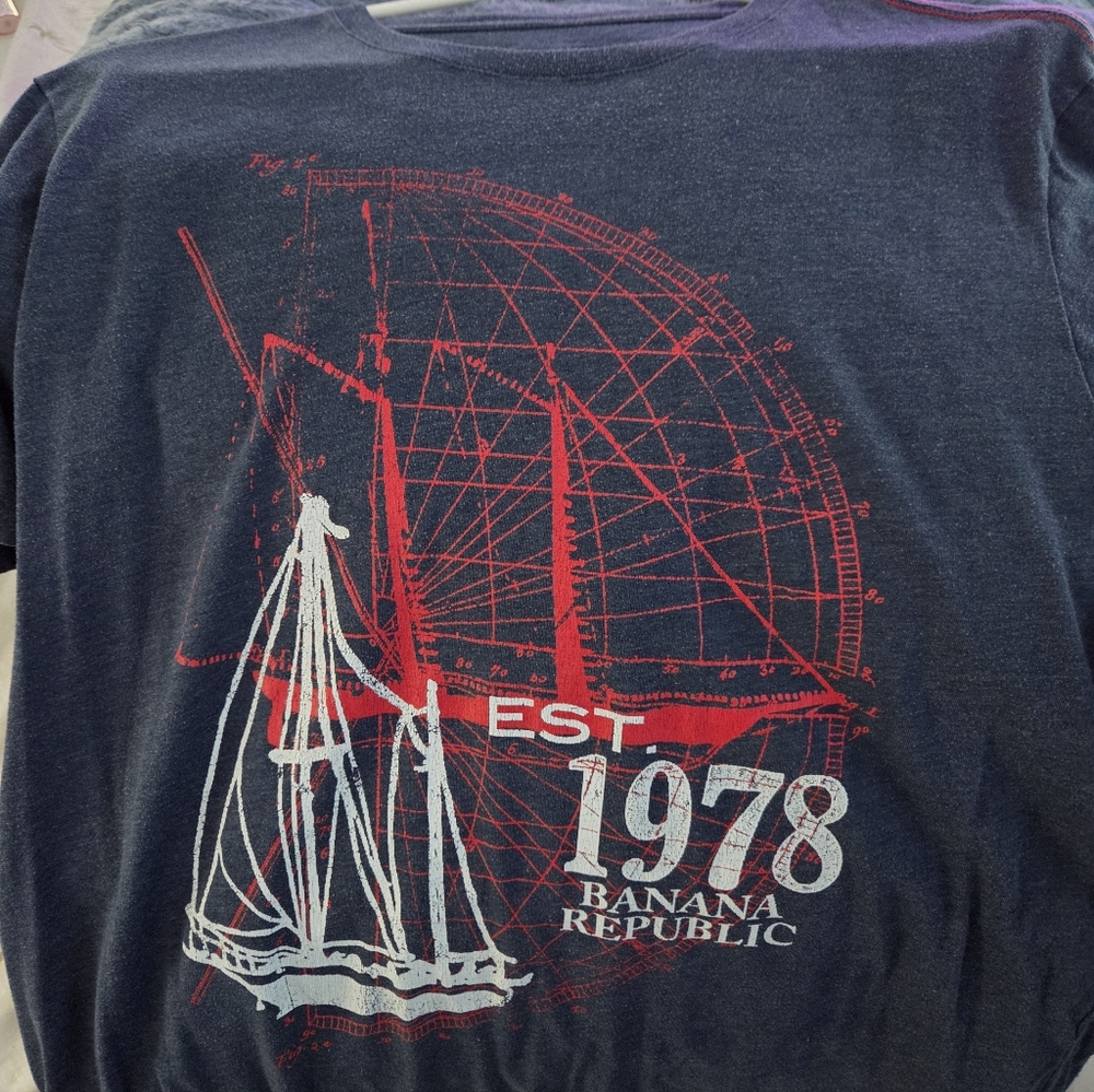 Banana Republic Dark Blue Nautical Tee Vintage Mens L